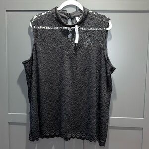 NY Collection Woman Black Lace Sleeveless Top